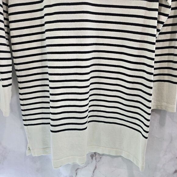 Anthropologie Dress Womens XS Black White Striped Shift Mini Long Sleeve Terry - Picture 7 of 10